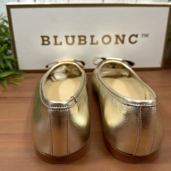 BluBlonc Maya Gold Leather Pointed Toe Bow Flats Size 36 US 6 $120 - Picture 6 of 8